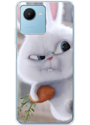 Чехол силиконовый с картинкой на realme c30s (кролик снежок)