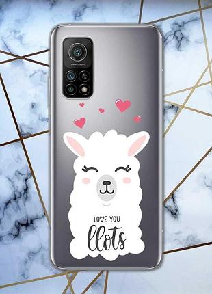 Прозорий чохол на xiaomi mi 10t / mi 10t pro рельєфний дизайн лама принт 94