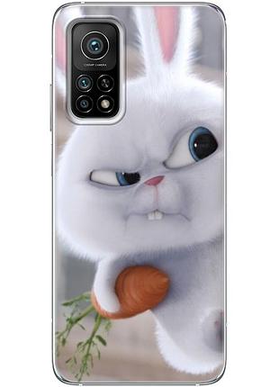 Чехол силиконовый с картинкой на xiaomi mi 10t (кролик снежок)
