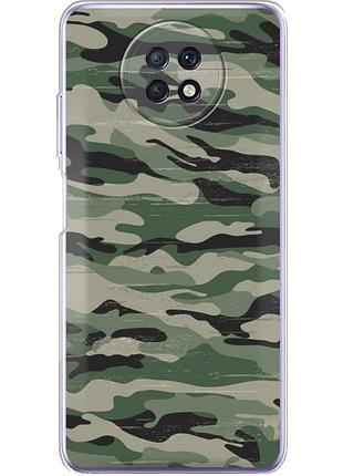 Чехол силиконовый с картинкой на xiaomi redmi note 9t (патриотический, камуфляж)