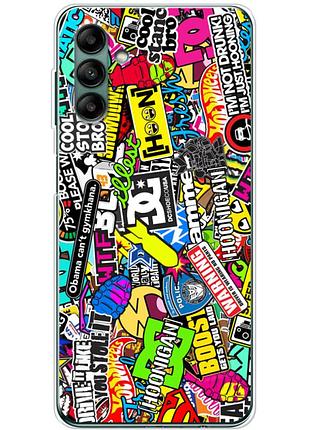 Чехол силиконовый с картинкой на samsung galaxy a04s (a047) (цветные наклейки)