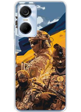 Чехол силиконовый с картинкой на tecno pop 6 pro (патриотический, воины всу)
