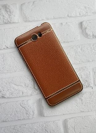 Силиконовый чехол с тиснением и золотым ободком для huawei y5-ii светло-коричневый