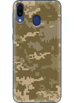 Чехол силиконовый с картинкой на samsung galaxy m20 (m205) (патриотический, камуфляж пиксель)