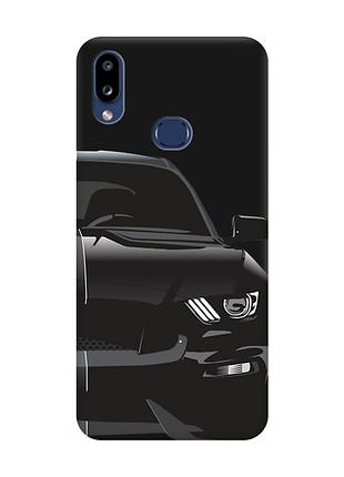 Матовый чехол с черными боками на samsung galaxy a10ѕ a107 авто чёрное (принт 232)
