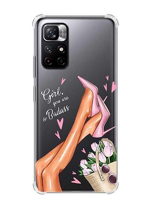 Чохол з потовщеними кутами на xiaomi redmi note 11 5g ніжки (принт 62)