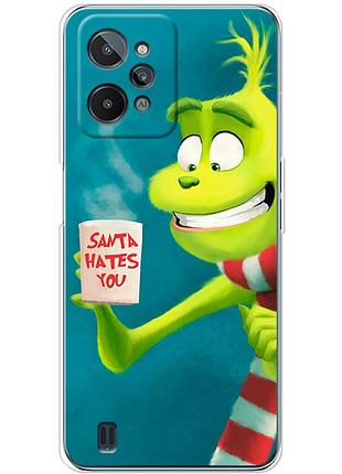 Чехол силиконовый с картинкой на realme c31 (новогодний, гринч)