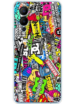 Чехол силиконовый с картинкой на infinix note 12 (g96) (цветные наклейки)