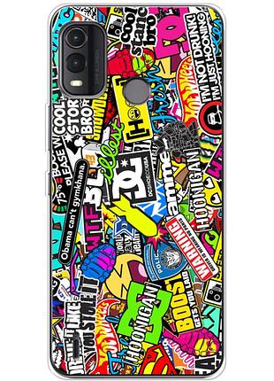 Чехол силиконовый с картинкой на nokia g11 plus (цветные наклейки)