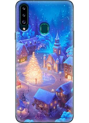 Чехол силиконовый с картинкой на samsung galaxy a20s (a207) (новогодний)