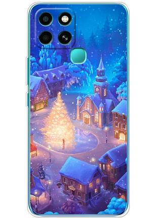 Чехол силиконовый с картинкой на infinix smart 6 (новогодний)