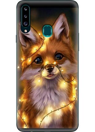Чехол силиконовый с картинкой на samsung galaxy a20s (a207) (новогодний, лисичка)