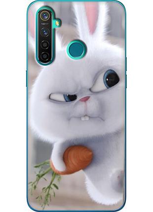 Чехол силиконовый с картинкой на realme 5 pro (кролик снежок)