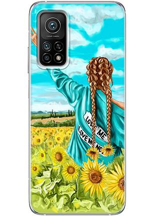 Чехол силиконовый с картинкой на xiaomi mi 10t (патриотический, девушка украинка)