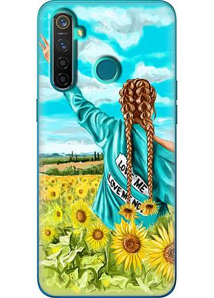 Чехол силиконовый с картинкой на realme 5 pro (патриотический, девушка украинка)