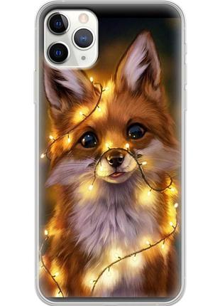 Чехол силиконовый с картинкой на iphone 11 pro max (новогодний, лисичка)