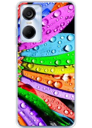 Чохол силіконовий з картинкою на tecno pop 6 pro (кольорові листки)