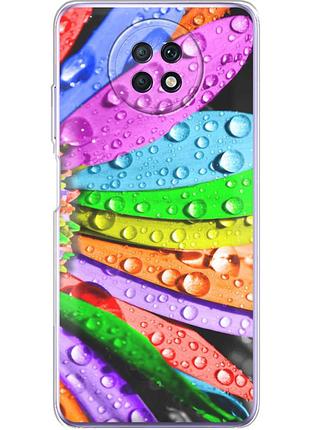 Чехол силиконовый с картинкой на xiaomi redmi note 9t (цветные листья)