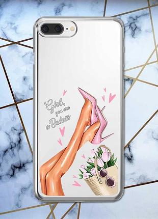 Прозрачный чехол для iphone 7 plus / iphone 8 plus :: ножки (принт 62)