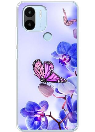 Чехол силиконовый с картинкой на xiaomi redmi a1 plus (цветок, бабочка на орхидее)