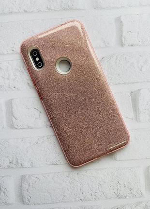 Пластиковий блискучий чохол для xiaomi redmi note 6 pro рожевий