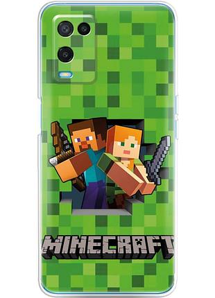 Чехол силиконовый с картинкой на oppo a54 (майнкрафт, minecraft)