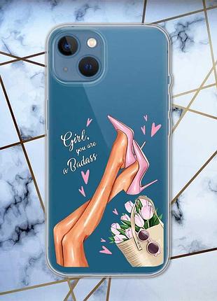 Прозрачный чехол на apple iphone 13 :: ножки (принт 62)