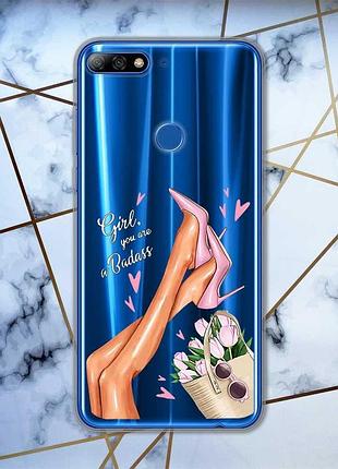 Прозрачный чехол на huawei y7 prime (2019) :: ножки (принт 62)