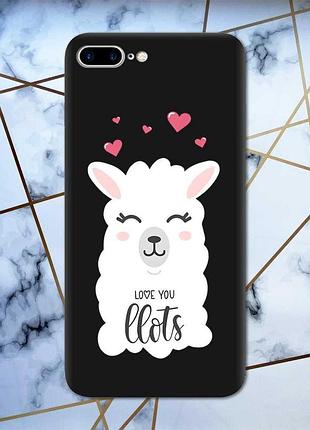 Матовый чехол с черными боками на apple iphone 7 plus/8 plus :: лама (принт 94)