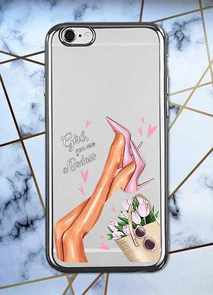 Прозорий чохол на iphone se 2020 рельєфний дизайн ніжки принт 62