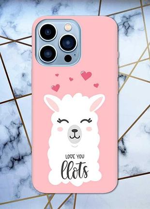 Матовый чехол с розовыми боками на apple iphone 13 pro max :: лама (принт 94)