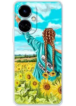 Чехол силиконовый с картинкой на tecno camon 19 (патриотический, девушка украинка)