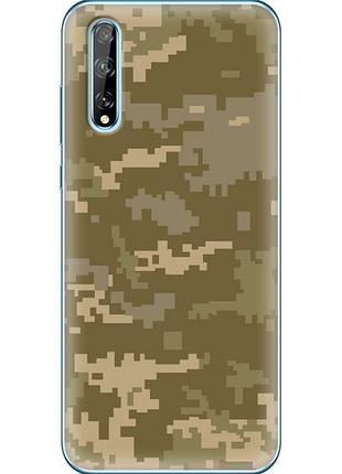Чехол силиконовый с картинкой на huawei p smart s (патриотический, камуфляж пиксель)