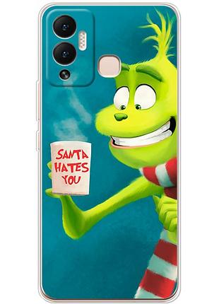 Чехол силиконовый с картинкой на infinix hot 12 play (новогодний, гринч)