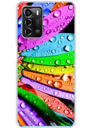 Чехол силиконовый с картинкой на zte blade a72 (цветные листья)