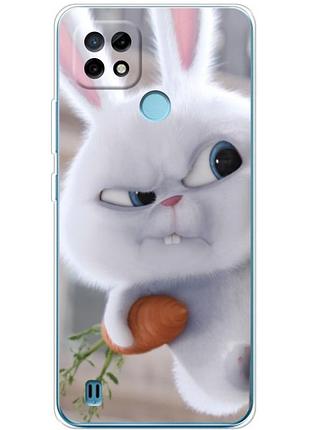 Чехол силиконовый с картинкой на realme c21 (кролик снежок)