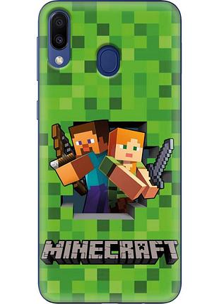 Чехол силиконовый с картинкой на samsung galaxy m20 (m205) (майнкрафт, minecraft)