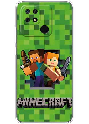 Чохол силіконовий з картинкою на xiaomi redmi 10c (майнкрафт, minecraft)