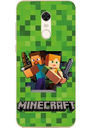 Чехол силиконовый с картинкой на xiaomi redmi 5 plus (майнкрафт, minecraft)
