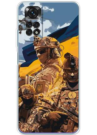 Чехол силиконовый с картинкой на xiaomi redmi note 11s (патриотический, воины всу)