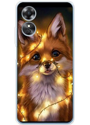 Чехол силиконовый с картинкой на oppo a17 (новогодний, лисичка)