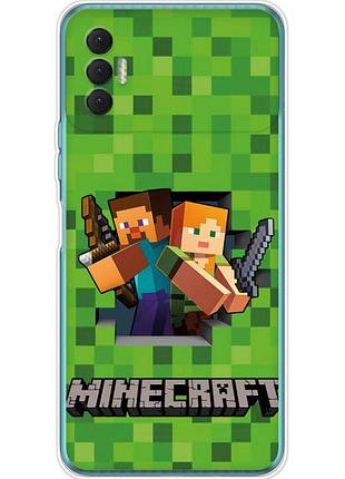 Чехол силиконовый с картинкой на tecno spark 8p (майнкрафт, minecraft)
