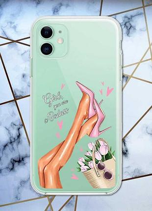 Прозрачный чехол на apple iphone 11 (6,1) :: ножки (принт 62)
