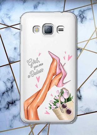 Прозрачный чехол на samsung galaxy j3 2016 j310 :: ножки (принт 62)