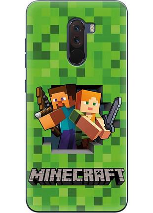 Чехол силиконовый с картинкой на xiaomi pocophone f1 (майнкрафт, minecraft)