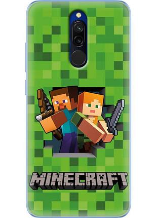 Чехол силиконовый с картинкой на xiaomi redmi 8 (майнкрафт, minecraft)