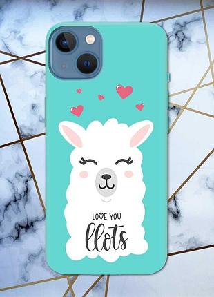Матовый чехол с бирюзовыми боками на apple iphone 13 :: лама (принт 94)