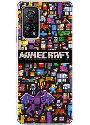 Чохол силіконовий з картинкою на xiaomi mi 10t (майнкрафт, minecraft)