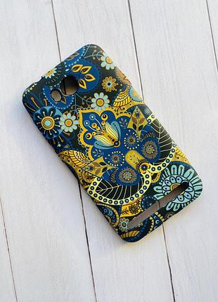 Силиконовый матовый чехол с рисунком для huawei y3-ii синий цветок на черном