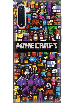 Чехол силиконовый с картинкой на samsung galaxy note 10 (n970) (майнкрафт, minecraft)